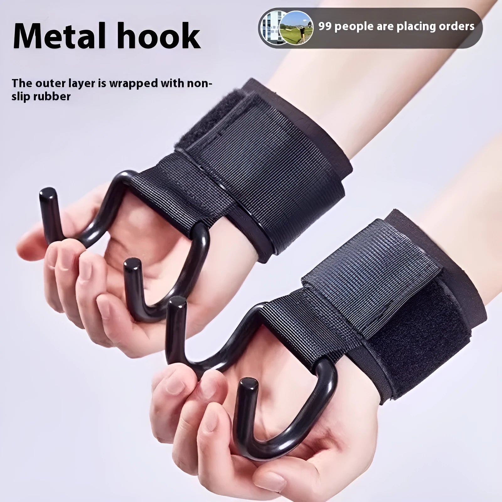 Pull-up grip hook wrist guard with steel plate and thickened adjustable wristband for fitness use