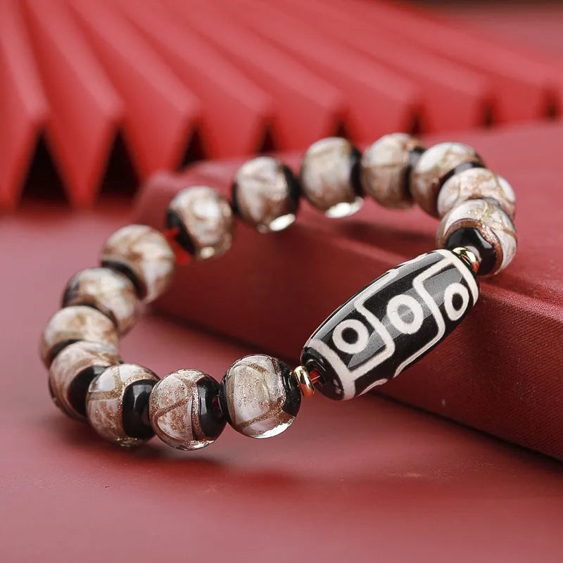 Handmade coloured glaze bracelet with snake pattern and multi-coloured beads in Chinese style