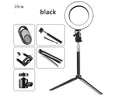 Self-Made Fill Light Artifact 5W LED ring light 20cm black with tripod and phone clip on desk
