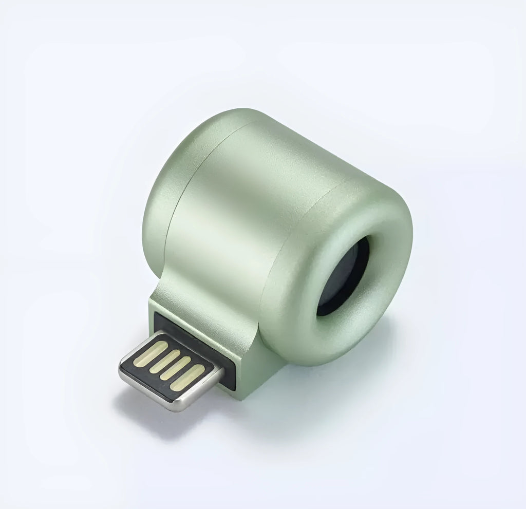 USB mini diffuser car air purifier in grey, peacock blue, military green, orange and lemon, solid fragrance portable design