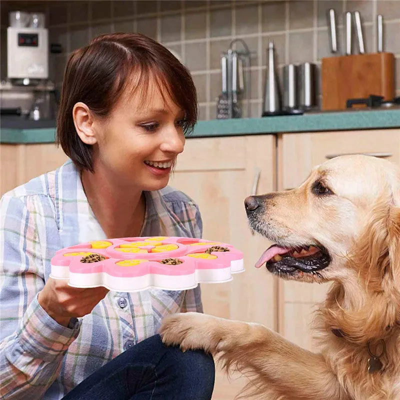 Dog food tray in PP plastic, available in Blue and Pink colour options for pet feeding