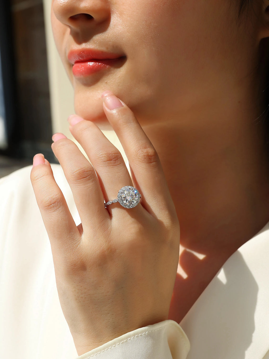3-carat moissanite wedding ring set with S925 silver platinum plating in gift box