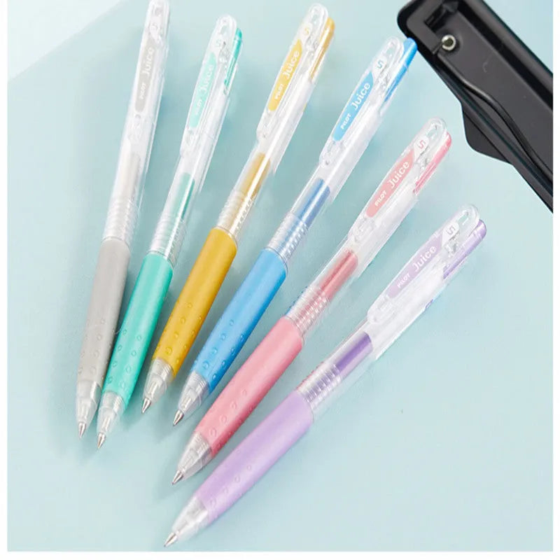 Baiguole 0.5mm gel pen showing metallic gold, silver, and standard colour options
