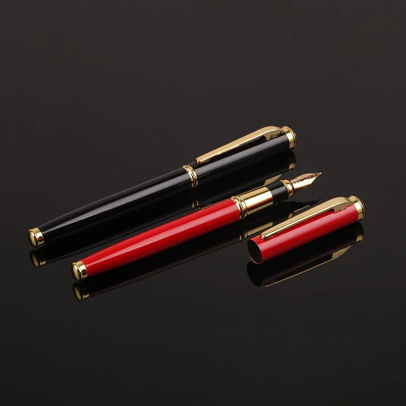 Red and black metal fountain pen with 0.5mm Yijin nib for business and student writing