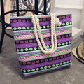 Large horizontal square canvas tote bag with zipper and double handles for women