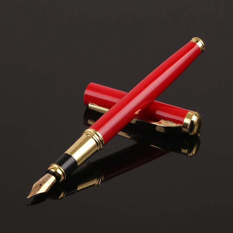 Red and black metal fountain pen with 0.5mm Yijin nib for business and student writing