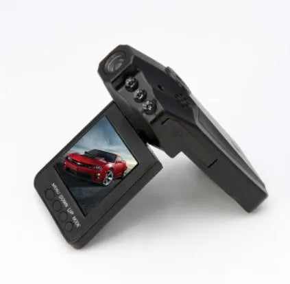 H198 model car dashboard camera DVR with a 2.4-inch screen, shown mounted on a windscreen.