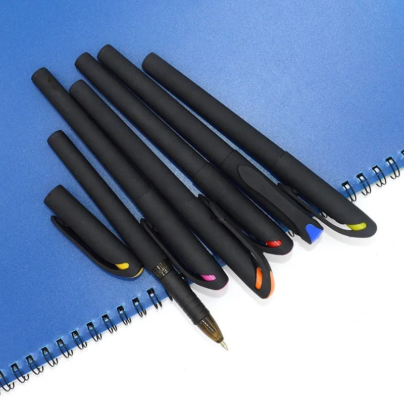 Set of 10 plastic gel pens with black ink refills showing random colour variations