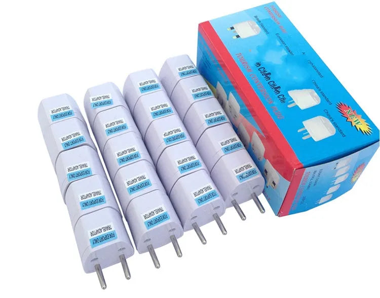 Multi-country travel adapter plug converts UK, US, EU, Australian and German plugs for international use