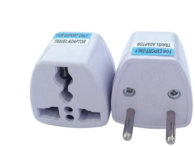 Multi-country travel adapter plug converts UK, US, EU, Australian and German plugs for international use