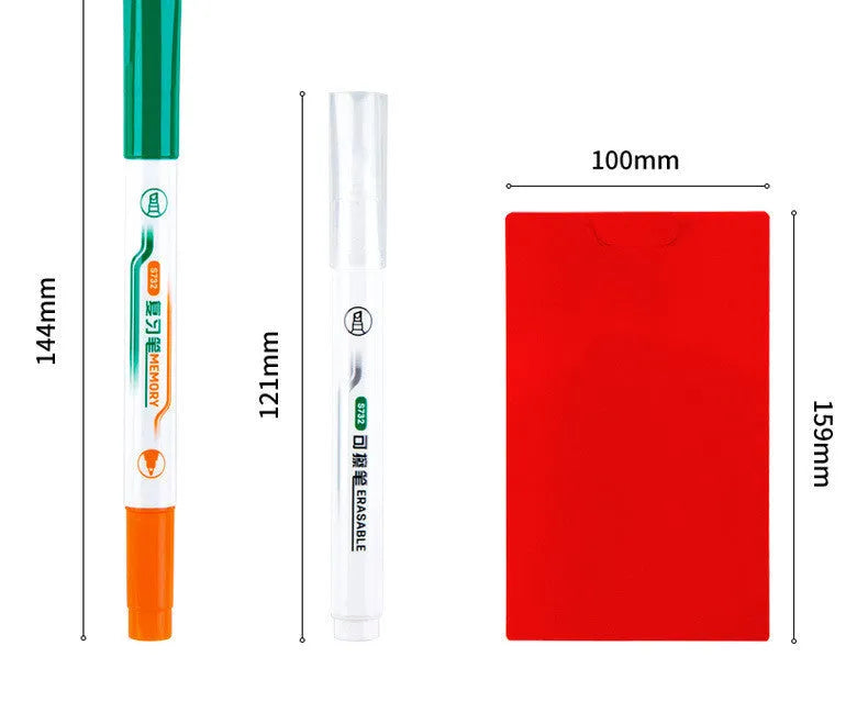 Green erasable highlighter pen set with built-in eraser on card packaging