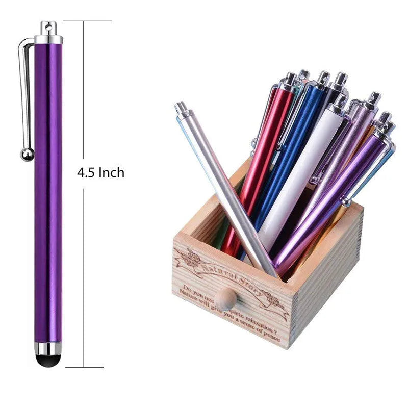 Universal capacitive touch stylus pen with aluminium barrel in multiple colour options