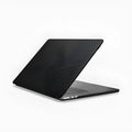 Ultra-thin leather sleeve for Apple MacBook with cross pattern, fits Pro and Air models, black colour option.