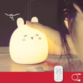 Cute rabbit-shaped silicone night light with LED illumination and USB charging port