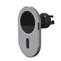 Grey aluminium alloy car magnetic wireless charger with USB-C output for compatible iPhone models