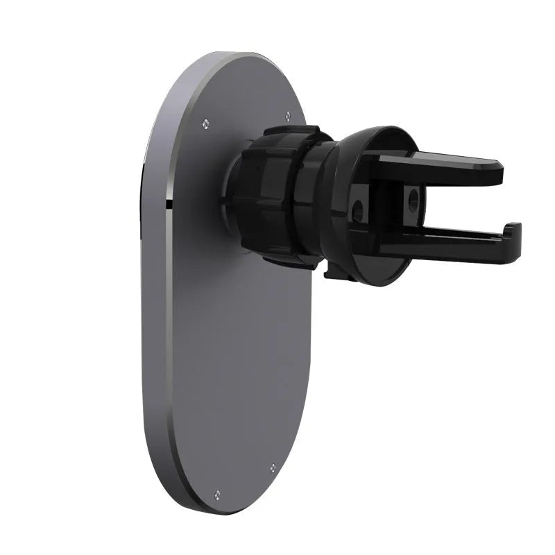 Grey aluminium alloy car magnetic wireless charger with USB-C output for compatible iPhone models