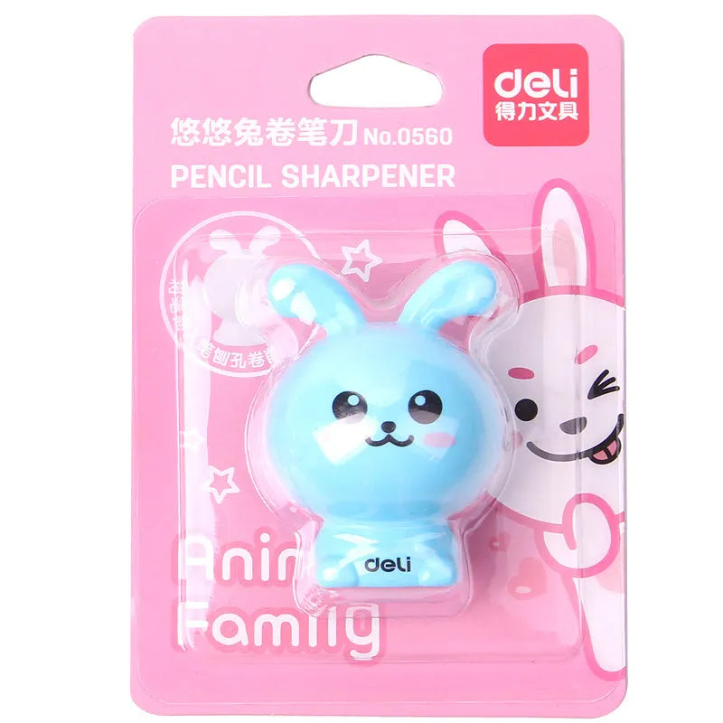 Mini cartoon manual pencil sharpener for children with random bunny style and small size