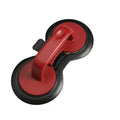 Black and red burger press gadget with non-stick moulds for making patties up to 3/4 pounds.