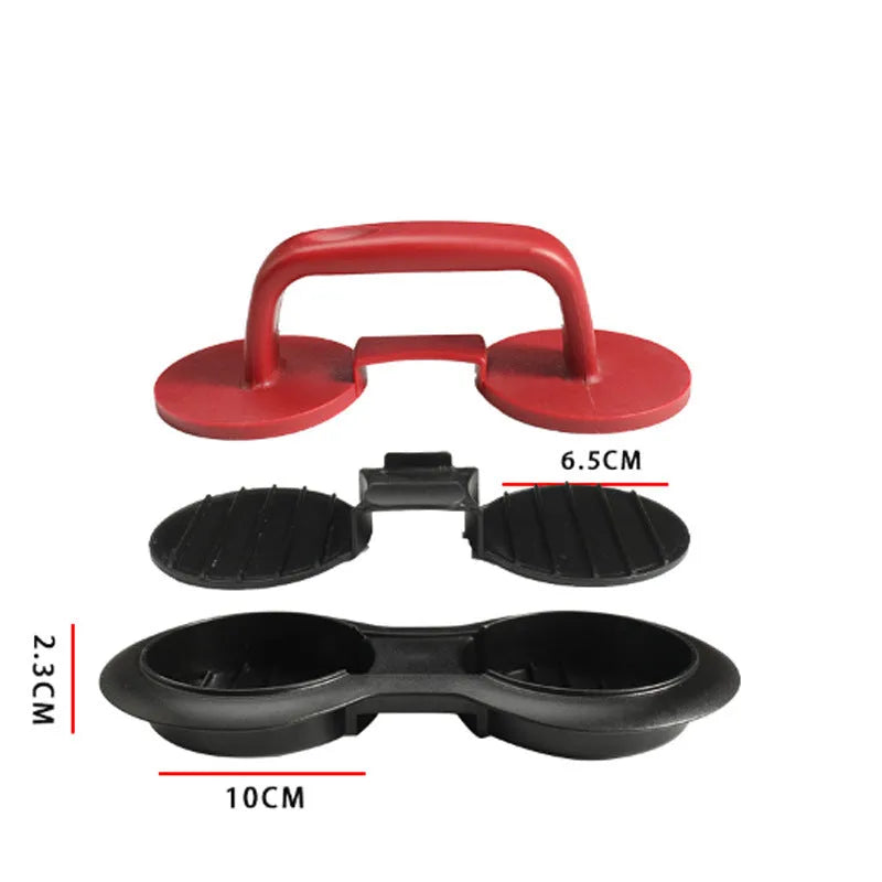Black and red burger press gadget with non-stick moulds for making patties up to 3/4 pounds.