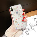 Epoxy glitter dried flower real flower small floral phone case for iPhone in blue with clear flexible TPU back cover