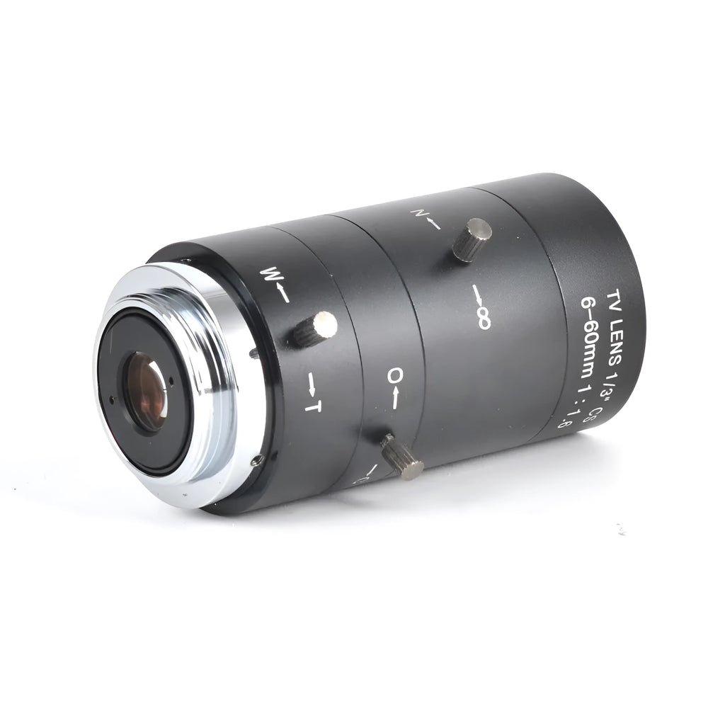 Black manual aperture CS mount security camera lens with 6-60mm focal length
