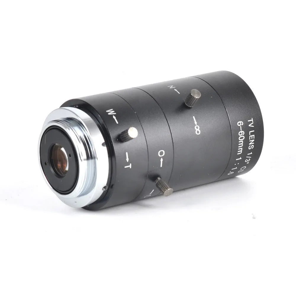 Black manual aperture CS mount security camera lens with 6-60mm focal length