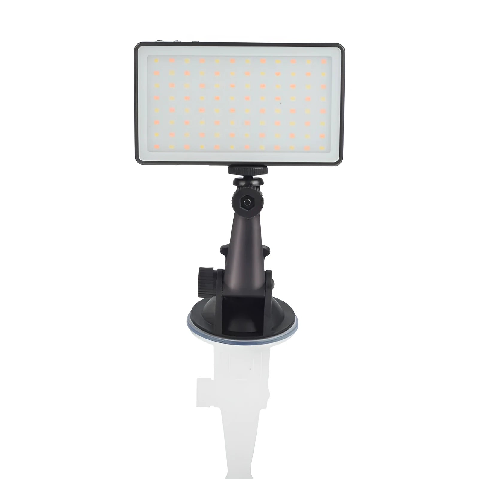 Black aluminium LED video light for laptops, showing 96 LEDs, a Type-C port, and a 1/4-inch mount thread.