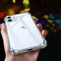 Transparent white TPU silicone iPhone case showing phone compatibility from iPhone 5 to iPhone 13 Pro Max