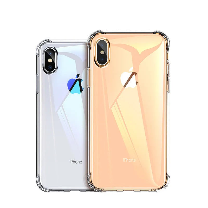 Transparent white TPU silicone iPhone case showing phone compatibility from iPhone 5 to iPhone 13 Pro Max