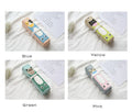 Korean cartoon cat rolling pencil case in blue, green, pink, or yellow with medium-soft construction