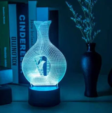 Creative 3D acrylic LED night light with ABS base showing multi-colour illumination