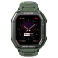 Rugged outdoor smart watch with 1.69-inch screen and silicone wristband showing activity tracking display