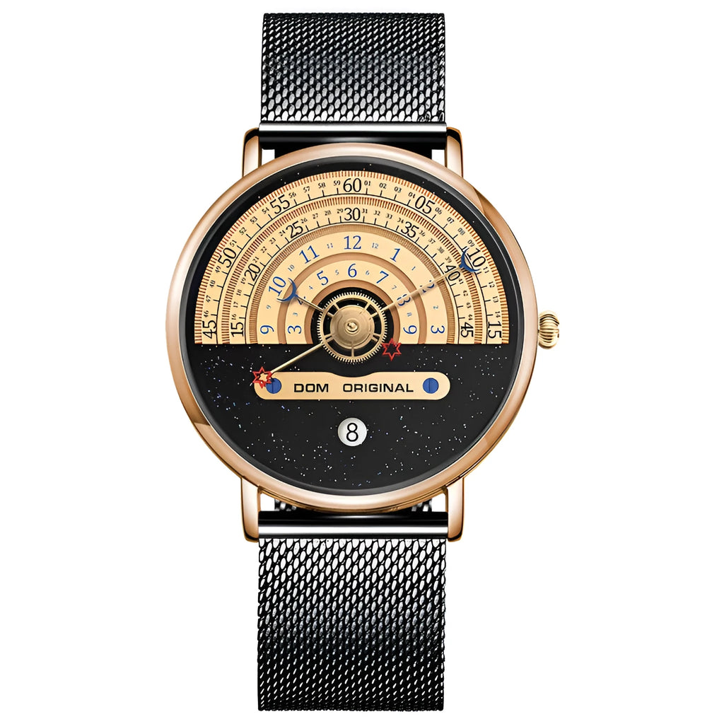 Men's watch with round 40mm dial, alloy case, and mineral glass lens