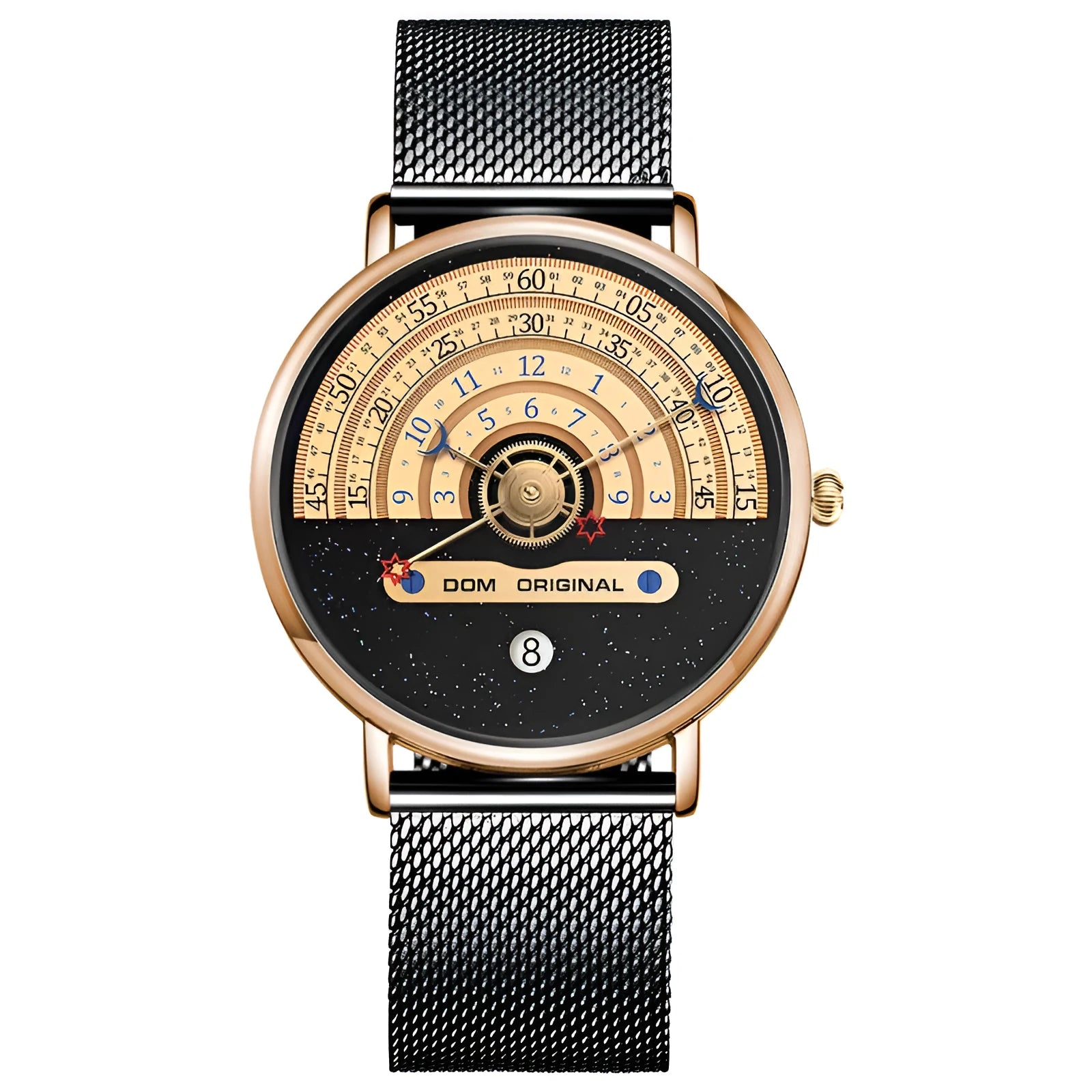 Men's watch with round 40mm dial, alloy case, and mineral glass lens
