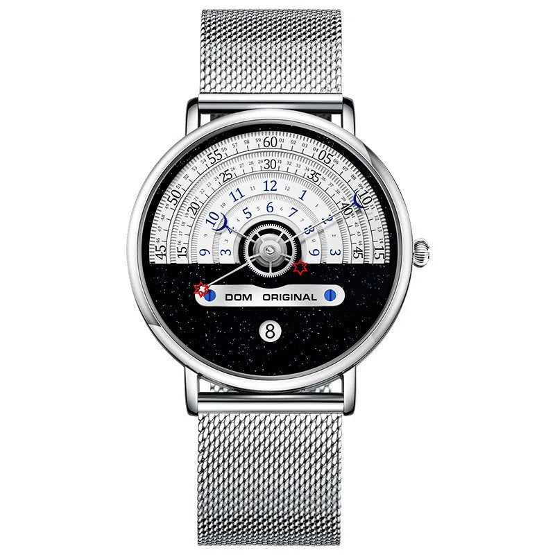 Men's watch with round 40mm dial, alloy case, and mineral glass lens