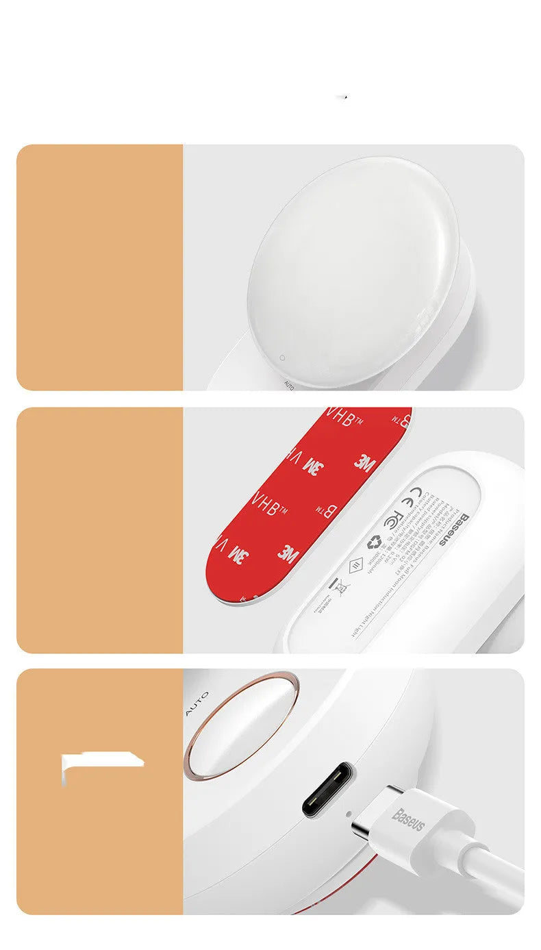 White Baseus Sunshine Series Full Moon rechargeable sensor bedside night light.