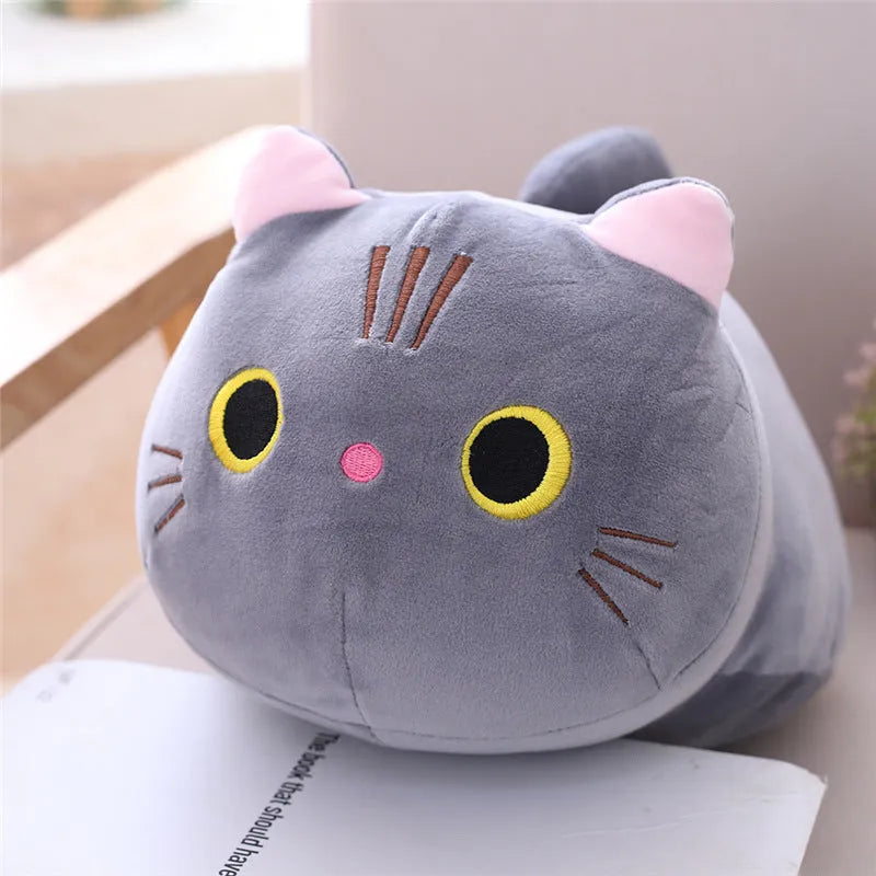Large soft cartoon cat plush toy stuffed doll in multiple colours and sizes