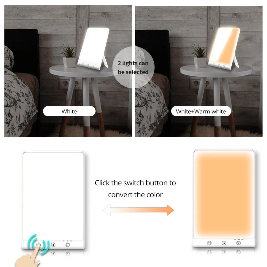 Modern bionic solar emotional lamp with touch controls and USB interface for light therapy applications
