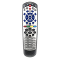 Black DISH Network compatible universal remote control with flat design and button layout