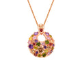 Women's geometric copper necklace with zircon stones and rose gold electroplated finish