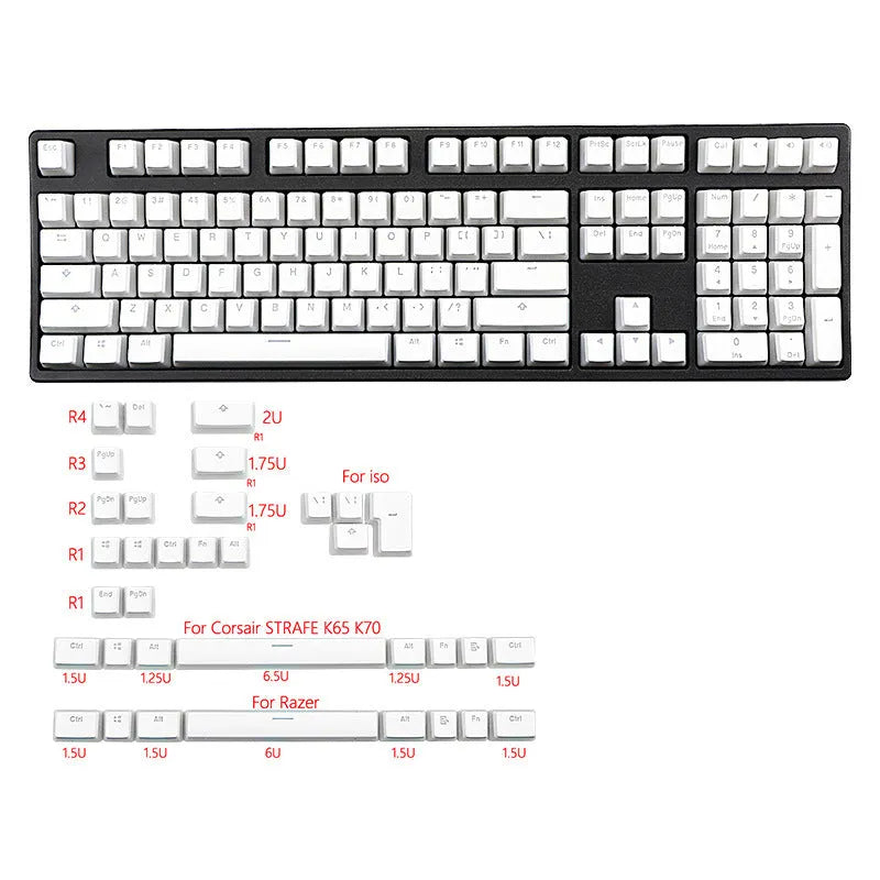 White pudding PBT keycap set with 141 dye-sublimated keys for mechanical keyboards
