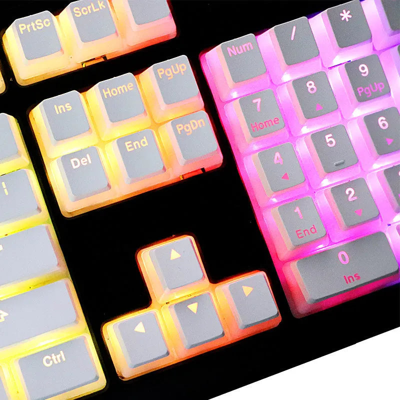 White pudding PBT keycap set with 141 dye-sublimated keys for mechanical keyboards