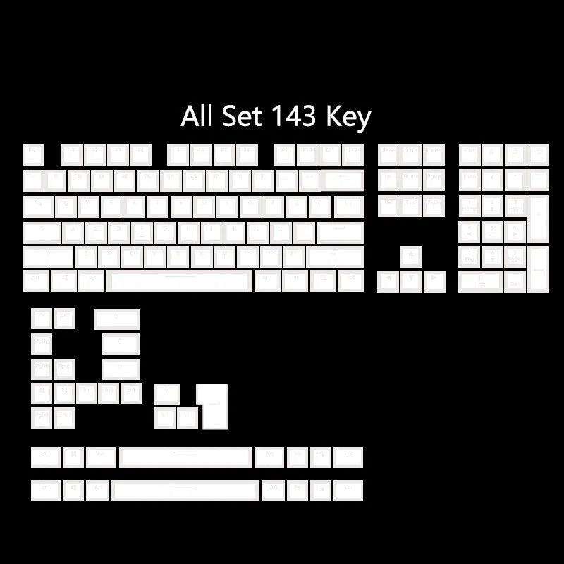 White pudding PBT keycap set with 141 dye-sublimated keys for mechanical keyboards