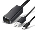For Chromecast Ethernet Adapter USB 2.0 to RJ45 Network Card Black 58.6x23.9x16.9mm