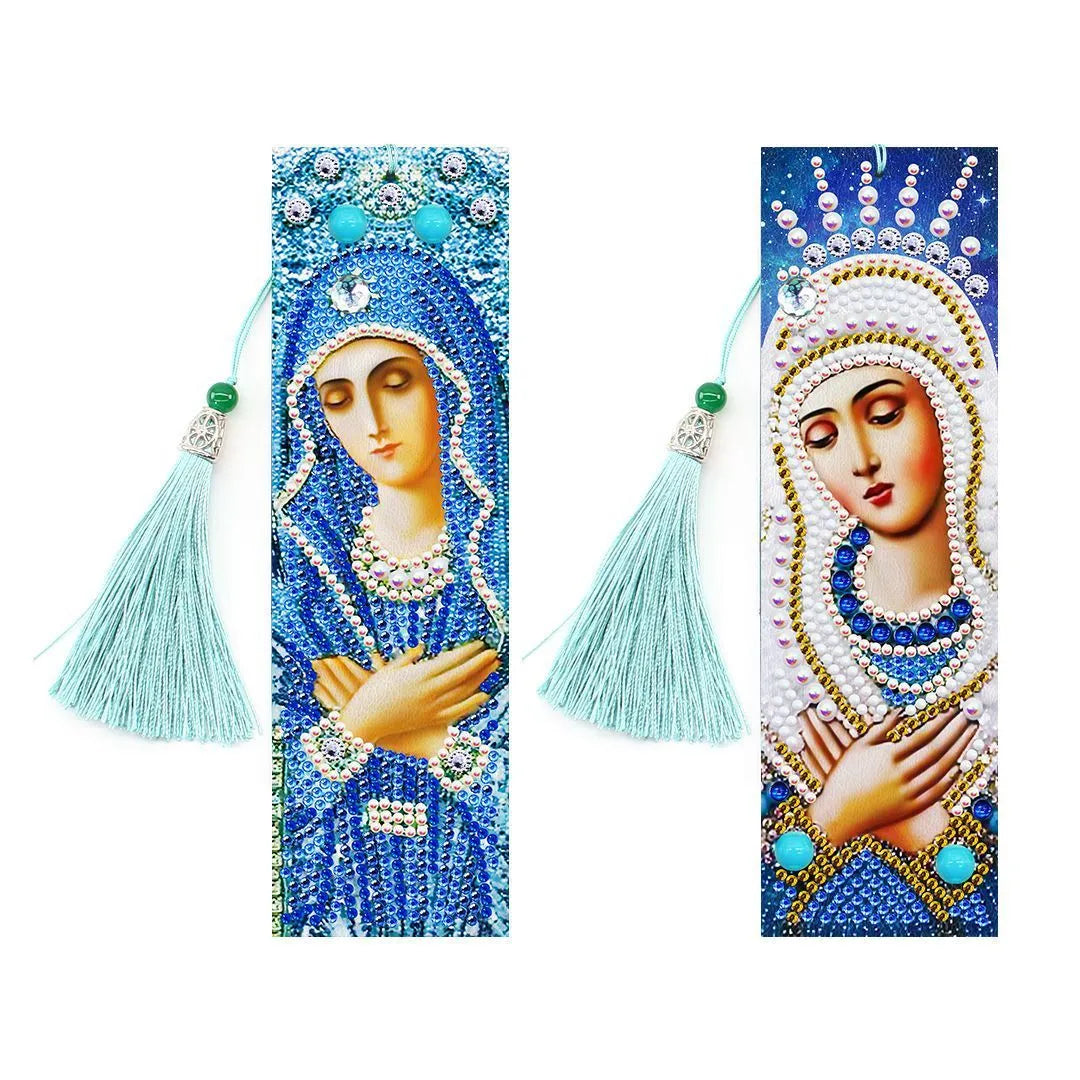 5D diamond painting DIY bookmark kit with pendant design on 6x21 cm PU canvas