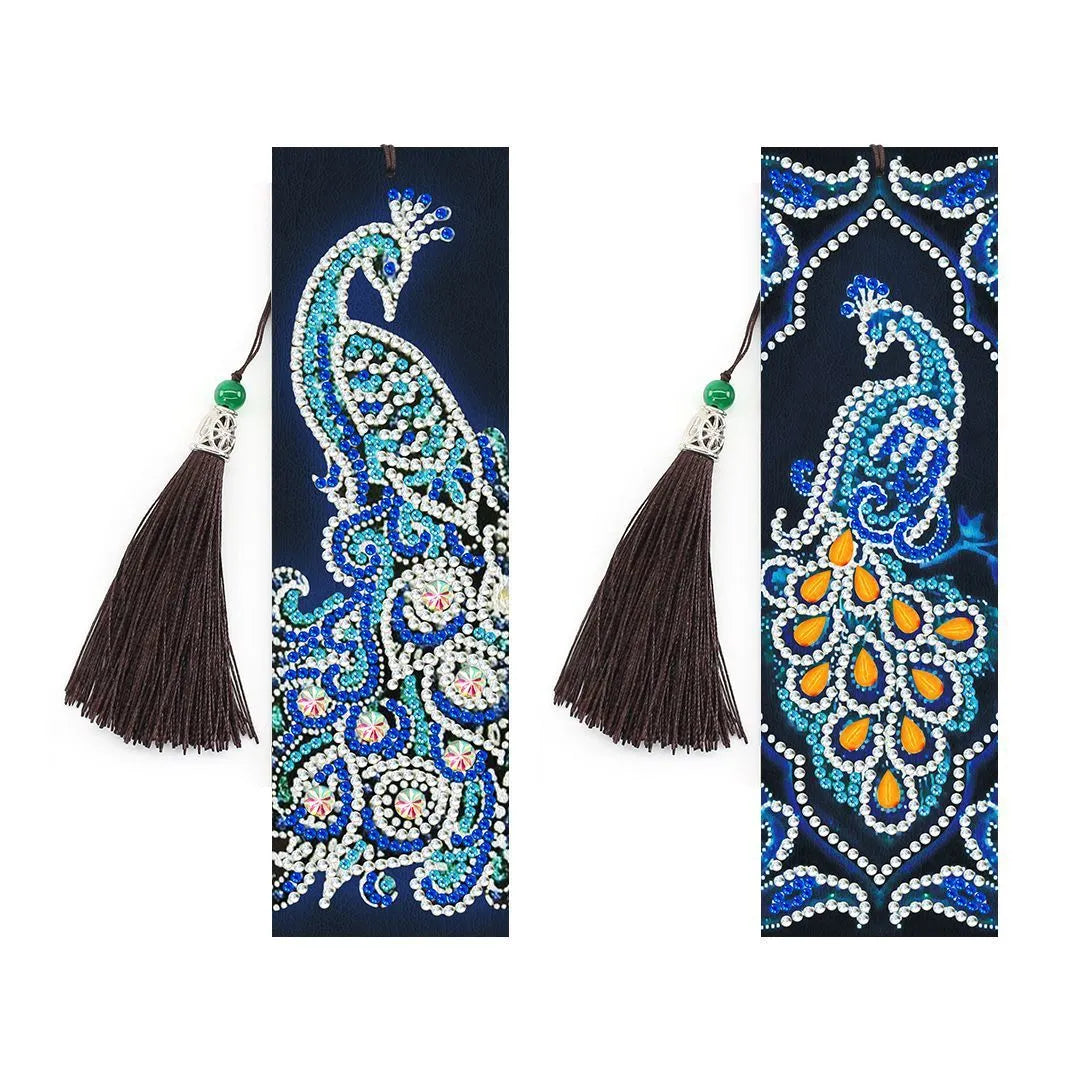 5D diamond painting DIY bookmark kit with pendant design on 6x21 cm PU canvas
