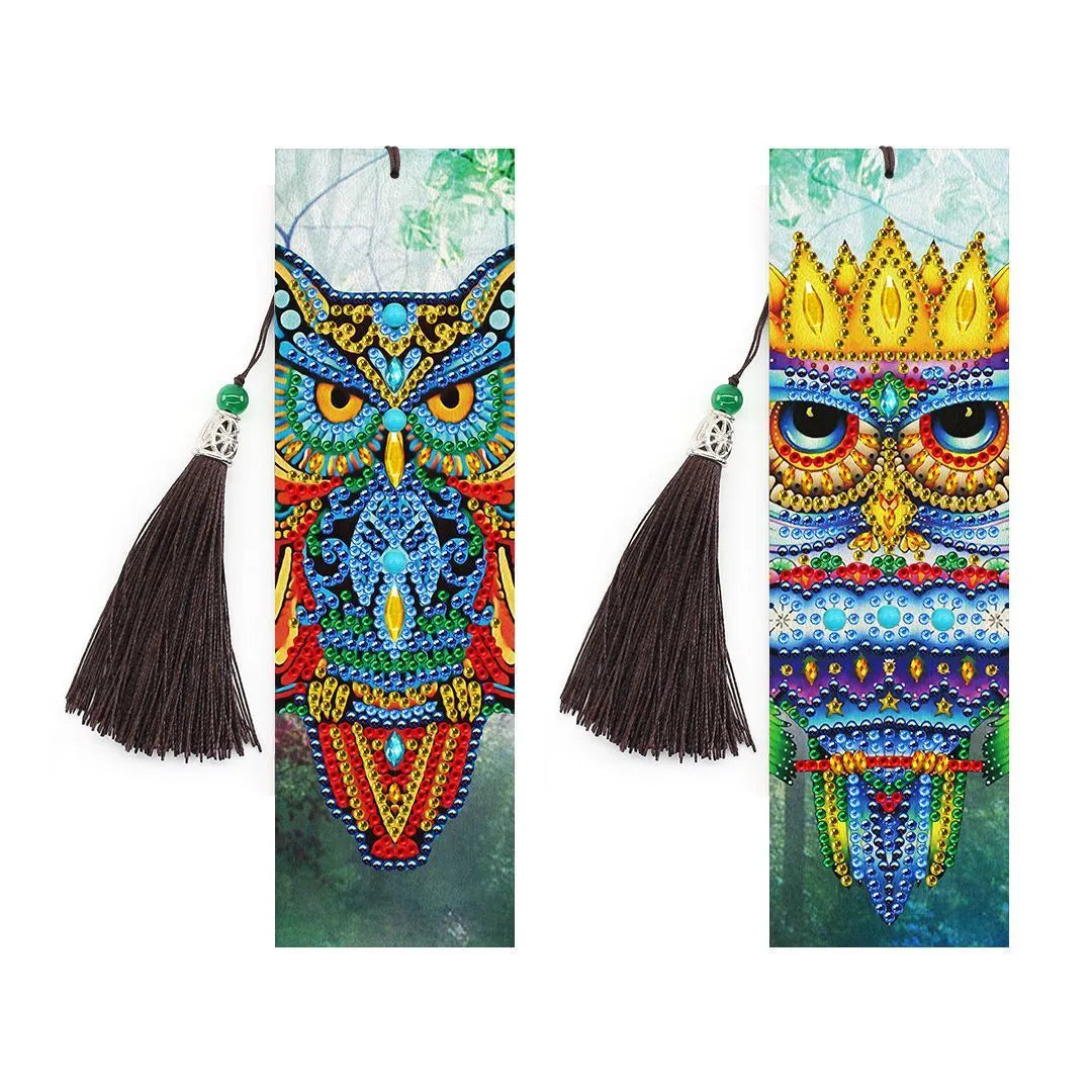 5D diamond painting DIY bookmark kit with pendant design on 6x21 cm PU canvas