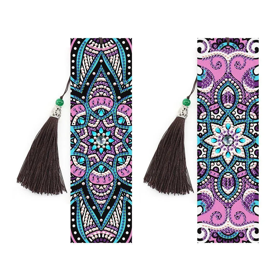 5D diamond painting DIY bookmark kit with pendant design on 6x21 cm PU canvas