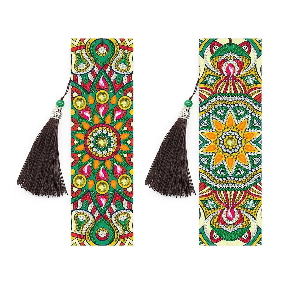 5D diamond painting DIY bookmark kit with pendant design on 6x21 cm PU canvas