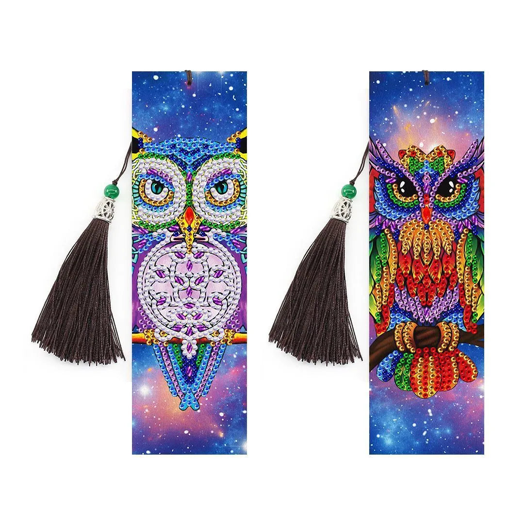 5D diamond painting DIY bookmark kit with pendant design on 6x21 cm PU canvas